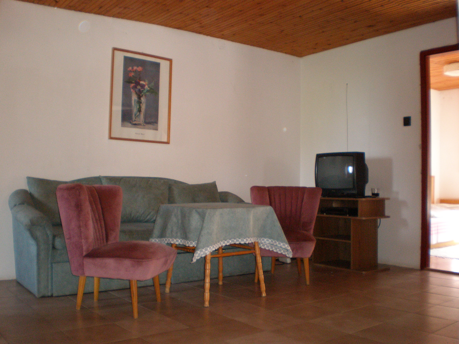 A felső szinti apartman nappalija